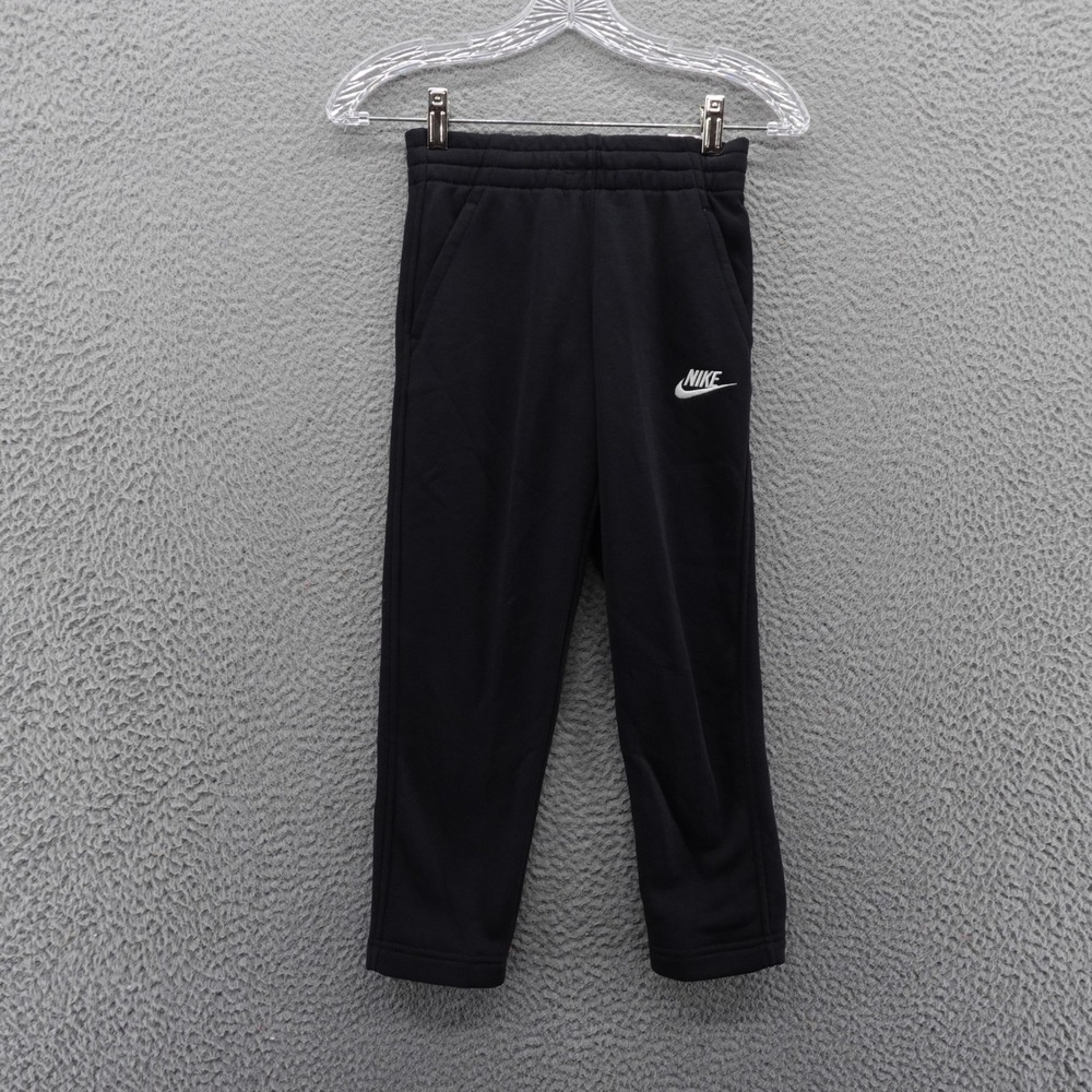 Nike Kids Black‎ Club Fleece Sweatpants Drawstring Pockets Logo XS NEW